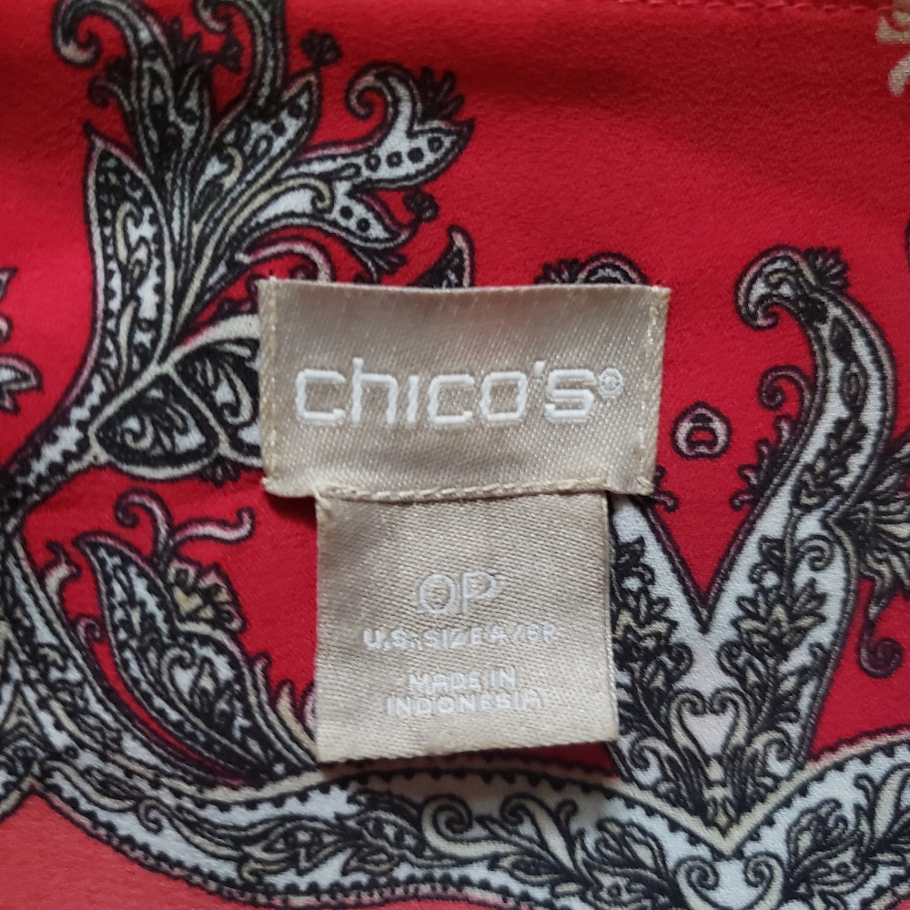 Chicos Patchwork Print Peplum Flutter Sleeve Top … - image 3